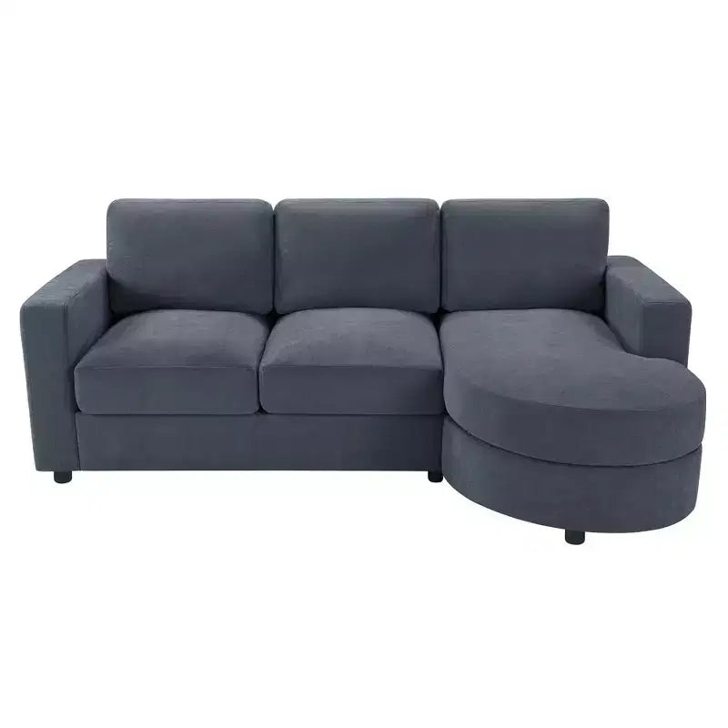 Whisen 84.6 Canapé et sofa d'angle modernes en L avec méridienne incurvée et poches de rangement latérales