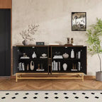 Buffet Whisen de style rétro avec motif symétrique, pieds métalliques stables et dessus de présentation polyvalent