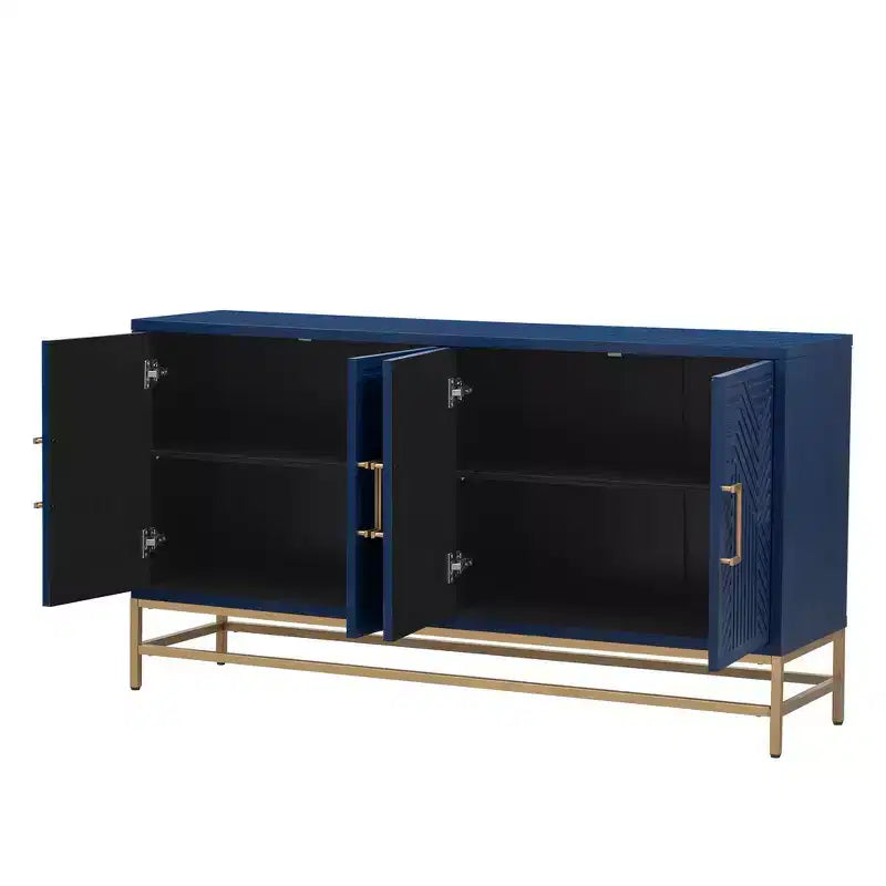Buffet Whisen de style rétro avec motif symétrique, pieds métalliques stables et dessus de présentation polyvalent