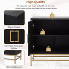 Buffet Whisen de style rétro avec motif symétrique, pieds métalliques stables et dessus de présentation polyvalent