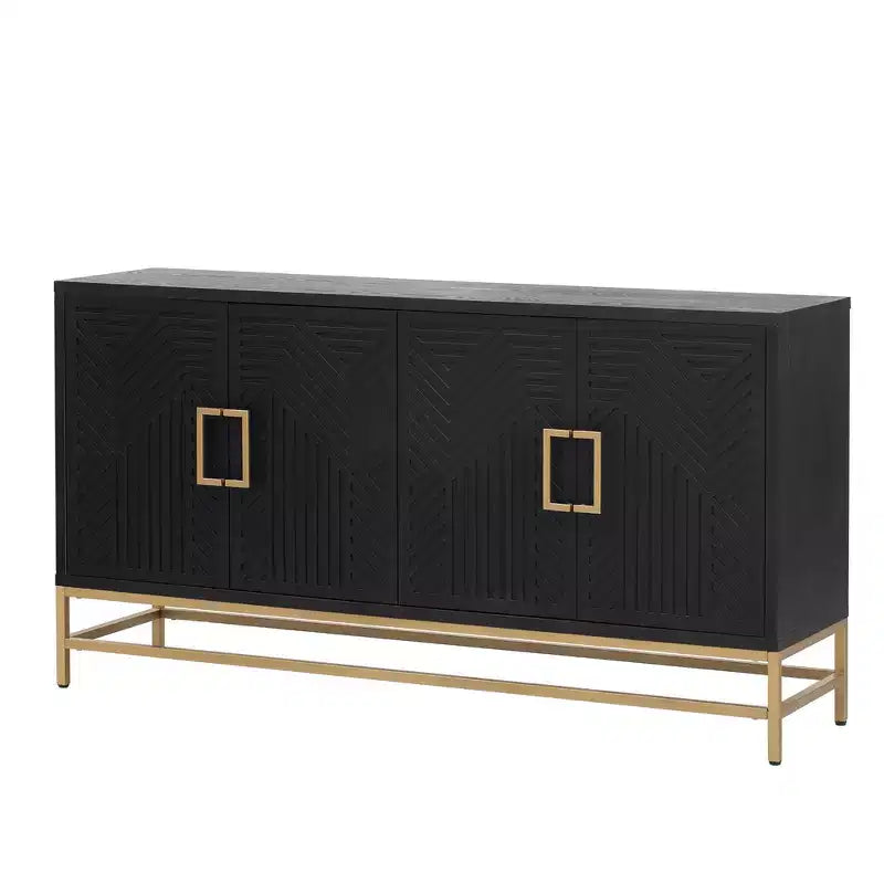 Buffet Whisen de style rétro avec motif symétrique, pieds métalliques stables et dessus de présentation polyvalent
