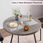 Ensemble table à manger et 2 chaises, table de cuisine ronde en bois et chaises, 2 chaises en métal et bois, pour petit espace, appartement