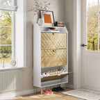 Meuble à chaussures de rangement pour entrée, ultra fin avec 3 tiroirs basculants, meuble à chaussures étroit de 79 cm de large pour porte d'entrée, organisateur de chaussures autoportant