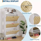 Meuble à chaussures de rangement pour entrée, ultra fin avec 3 tiroirs basculants, meuble à chaussures étroit de 79 cm de large pour porte d'entrée, organisateur de chaussures autoportant