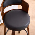 Lot de 2 tabourets de bar pivotants FERPIT 26 en similicuir avec pieds en bois courbé