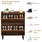 Meuble à chaussures avec tiroirs basculants, meuble à chaussures en bois dissimulé, meuble de rangement à chaussures autoportant pour entrée ou couloir