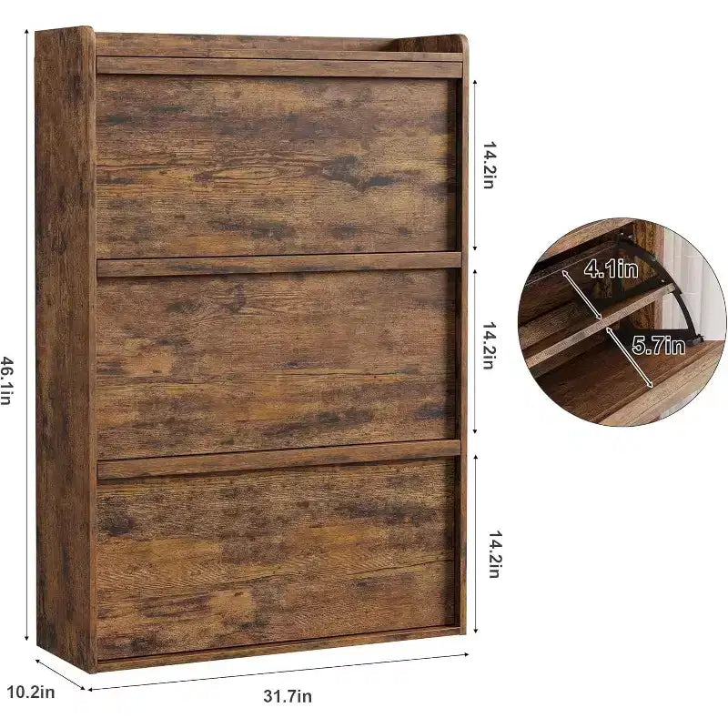 Meuble à chaussures avec tiroirs basculants, meuble à chaussures en bois dissimulé, meuble de rangement à chaussures autoportant pour entrée ou couloir