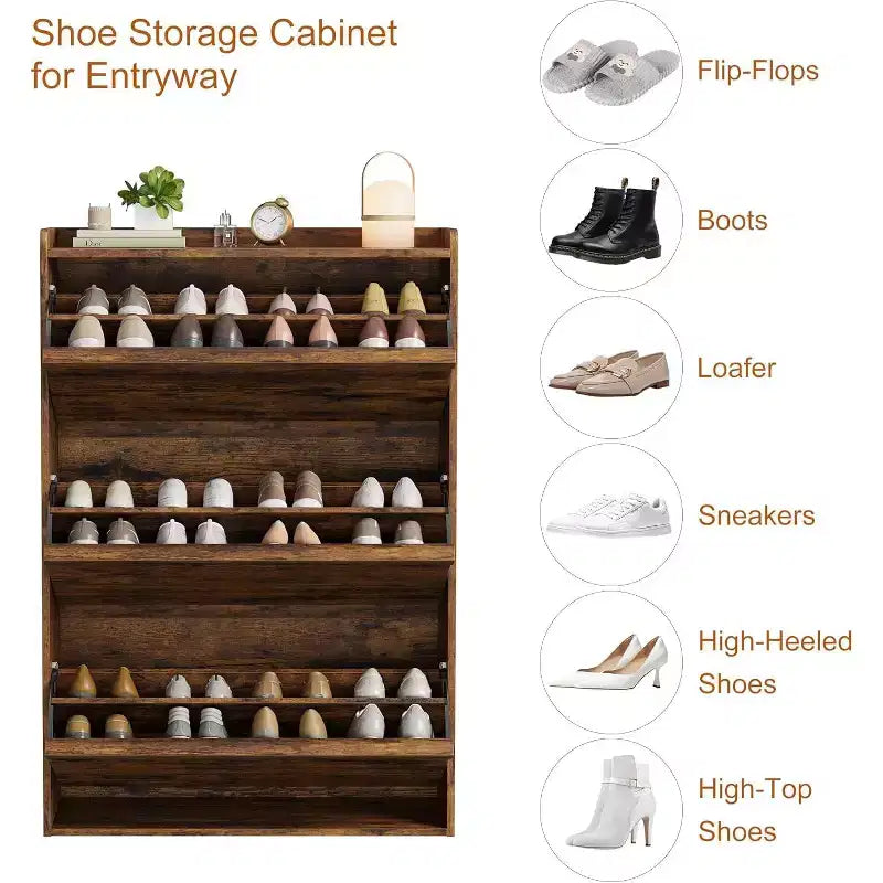 Meuble à chaussures avec tiroirs basculants, meuble à chaussures en bois dissimulé, meuble de rangement à chaussures autoportant pour entrée ou couloir