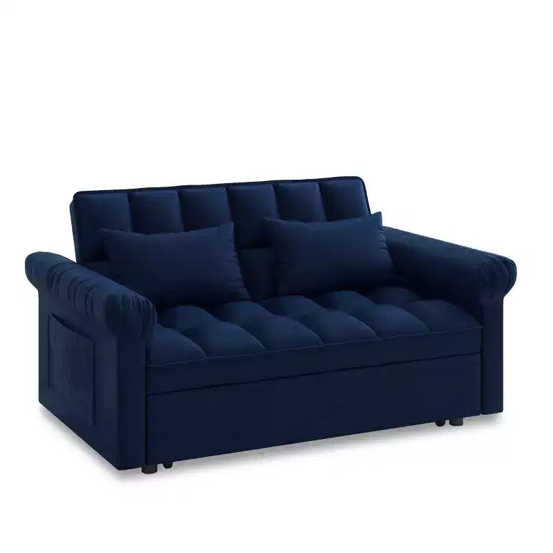 EHMKNP Canapé-lit deux places capitonné en flanelle avec lit gigogne, dossier réglable