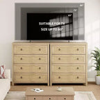 Commode 4 tiroirs pour chambre à coucher, commode en rotin avec poignées métalliques, table de chevet haute et étroite de 94 cm, armoire de rangement en bois pour vêtements de salon