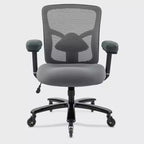 Chaise de bureau grande taille (400 lb) en maille : siège large, support lombaire, dossier haut, pivotante, pour personnes fortes