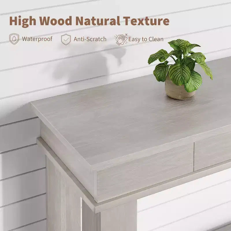 Console GustoWave de 54 pouces avec 2 tiroirs et étagère inférieure, table d'appoint moderne à 2 niveaux