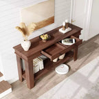 Console GustoWave de 54 pouces avec 2 tiroirs et étagère inférieure, table d'appoint moderne à 2 niveaux