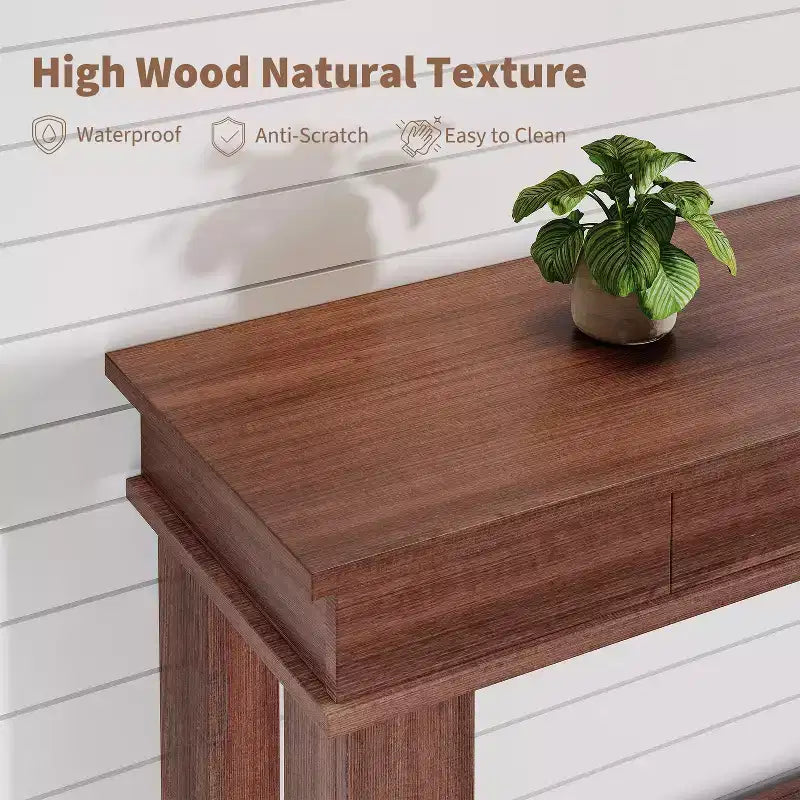 Console GustoWave de 54 pouces avec 2 tiroirs et étagère inférieure, table d'appoint moderne à 2 niveaux