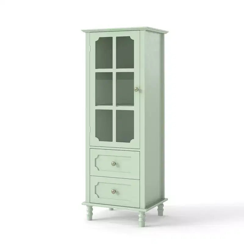 Homy Casa Buffet Haut de Cuisine avec Portes Vitrées et Tiroirs, Pieds en Bois Massif, pour Salle à Manger ou Salon