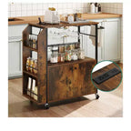 Desserte de cuisine roulante avec prises de courant, étagères ouvertes, chariots de service portables sur roulettes avec rangement pour cuisine et salle à manger