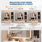 Ensemble de coiffeuse robuste en panneaux de particules - Table de maquillage élégante avec miroir intelligent illuminé, prise USB et grand espace de rangement pour bijoux