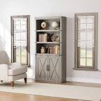 68,7 po de haut Bibliothèque à 5 tablettes avec armoire de rangement, étagère en bois rustique de style campagnard, armoire de présentation autoportante pour salon, chambre à coucher