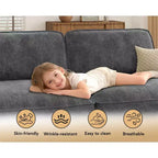 Dyonery 120 - Canapé modulaire sectionnel surdimensionné, canapé nuage en forme de L, ensemble confortable 4 places avec oreillers et pouf mobile, en chenille