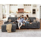 Dyonery 120 - Canapé modulaire sectionnel surdimensionné, canapé nuage en forme de L, ensemble confortable 4 places avec oreillers et pouf mobile, en chenille