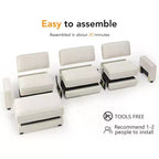 Dyonery 120 - Canapé modulaire sectionnel surdimensionné, canapé nuage en forme de L, ensemble confortable 4 places avec oreillers et pouf mobile, en chenille