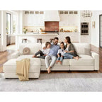 Dyonery 120 - Canapé modulaire sectionnel surdimensionné, canapé nuage en forme de L, ensemble confortable 4 places avec oreillers et pouf mobile, en chenille