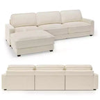 Dyonery 120 - Canapé modulaire sectionnel surdimensionné, canapé nuage en forme de L, ensemble confortable 4 places avec oreillers et pouf mobile, en chenille