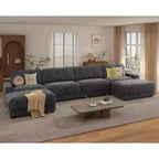Canapé sectionnel modulaire surdimensionné Dyonery 160, ensemble de canapés confortables en forme de U de 6 places avec 2 oreillers et 2 poufs mobiles, en chenille