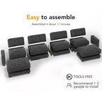 Canapé sectionnel modulaire surdimensionné Dyonery 160, ensemble de canapés confortables en forme de U de 6 places avec 2 oreillers et 2 poufs mobiles, en chenille