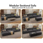 Canapé sectionnel modulaire surdimensionné Dyonery 160, ensemble de canapés confortables en forme de U de 6 places avec 2 oreillers et 2 poufs mobiles, en chenille