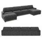 Canapé sectionnel modulaire surdimensionné Dyonery 160, ensemble de canapés confortables en forme de U de 6 places avec 2 oreillers et 2 poufs mobiles, en chenille