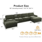 Canapé sectionnel modulaire surdimensionné Dyonery 160, ensemble de canapés confortables en forme de U de 6 places avec 2 oreillers et 2 poufs mobiles, en chenille
