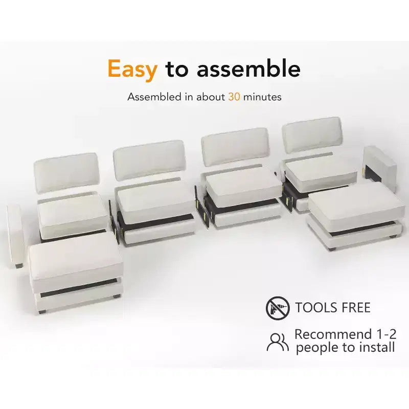 Canapé sectionnel modulaire surdimensionné Dyonery 160, ensemble de canapés confortables en forme de U de 6 places avec 2 oreillers et 2 poufs mobiles, en chenille