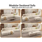 Canapé sectionnel modulaire surdimensionné Dyonery 160, ensemble de canapés confortables en forme de U de 6 places avec 2 oreillers et 2 poufs mobiles, en chenille