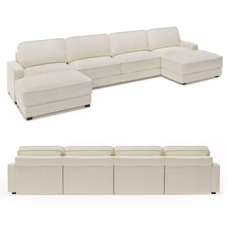 Canapé sectionnel modulaire surdimensionné Dyonery 160, ensemble de canapés confortables en forme de U de 6 places avec 2 oreillers et 2 poufs mobiles, en chenille