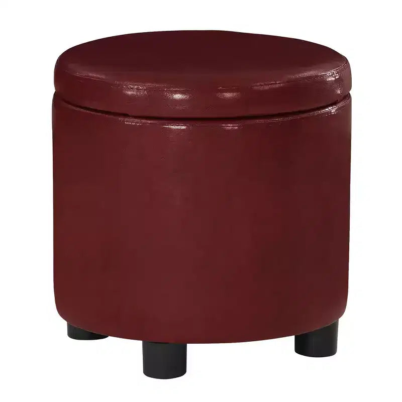 Pouf de rangement d'appoint rond HomeStock Comfort avec couvercle-plateau réversible