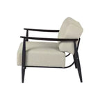 Fauteuil d'appoint moderne du milieu du siècle FurnitureR, fauteuil rembourré beige avec cadre marron massif, fauteuil de lecture confortable pour salon, chambre, bureau