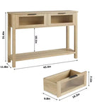 COZONY 43 Table console moderne en bois avec 2 tiroirs en verre, Table d'entrée étroite avec grand espace de rangement pour salon, couloir, hall d'entrée, cuisine