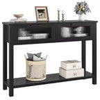 COZONY 43 Table console moderne en bois avec 2 tiroirs en verre, Table d'entrée étroite avec grand espace de rangement pour salon, couloir, hall d'entrée, cuisine