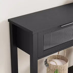 COZONY 43 Table console moderne en bois avec 2 tiroirs en verre, Table d'entrée étroite avec grand espace de rangement pour salon, couloir, hall d'entrée, cuisine