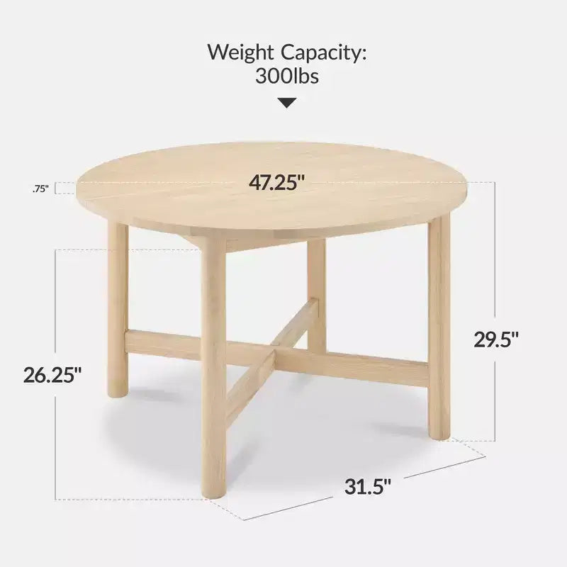 Table de salle à manger ronde en bois massif de 119 cm de Best Choice Products, table de ferme moderne pour 4 personnes, peu encombrante, montage facile