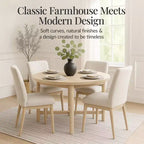 Table de salle à manger ronde en bois massif de 119 cm de Best Choice Products, table de ferme moderne pour 4 personnes, peu encombrante, montage facile