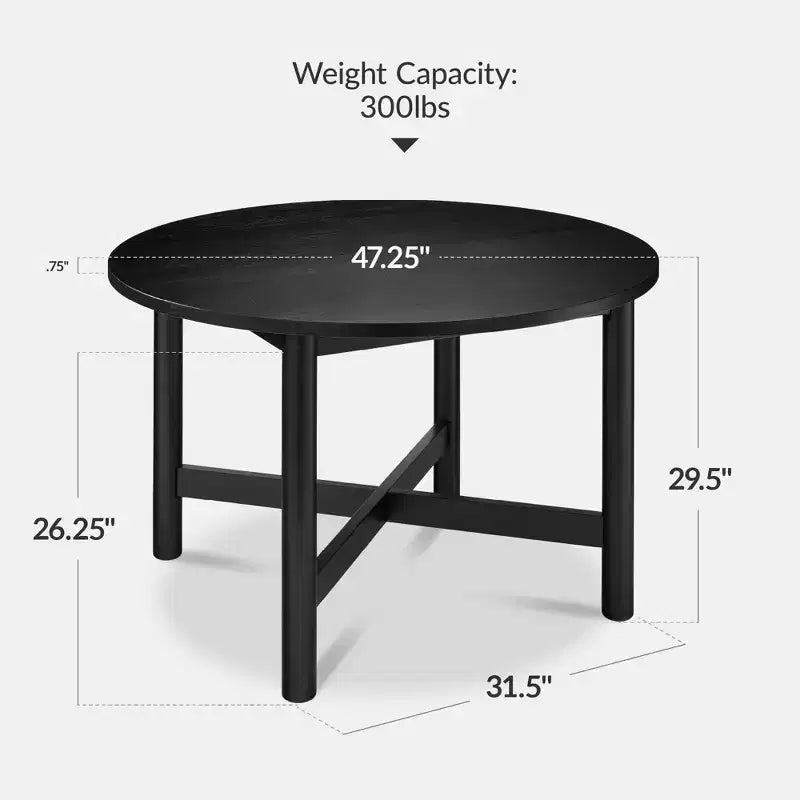 Table de salle à manger ronde en bois massif de 119 cm de Best Choice Products, table de ferme moderne pour 4 personnes, peu encombrante, montage facile