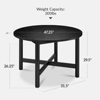 Table de salle à manger ronde en bois massif de 119 cm de Best Choice Products, table de ferme moderne pour 4 personnes, peu encombrante, montage facile