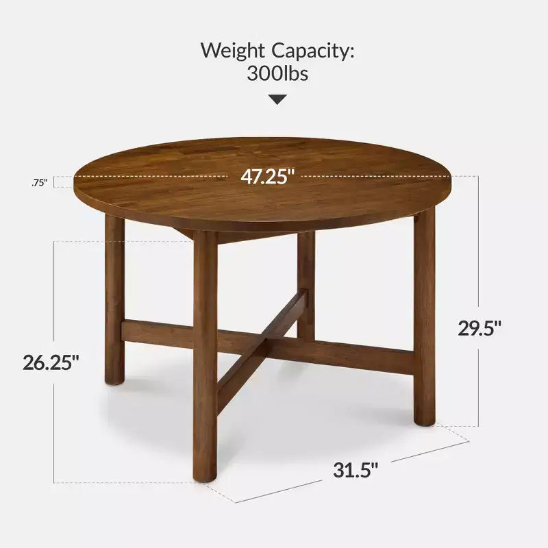 Table de salle à manger ronde en bois massif de 119 cm de Best Choice Products, table de ferme moderne pour 4 personnes, peu encombrante, montage facile