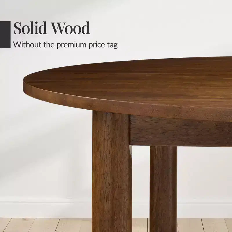 Table de salle à manger ronde en bois massif de 119 cm de Best Choice Products, table de ferme moderne pour 4 personnes, peu encombrante, montage facile