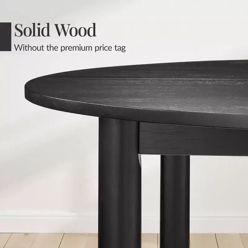 Table de salle à manger ronde en bois massif de 119 cm de Best Choice Products, table de ferme moderne pour 4 personnes, peu encombrante, montage facile