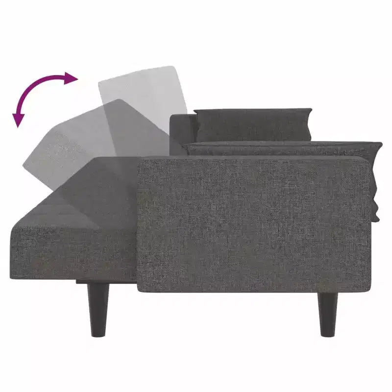 vidaXL Canapé-lit 2 places avec deux oreillers Causeuse Meuble Tissu