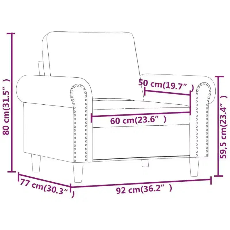 vidaXL Fauteuil club rembourré en velours pour salon