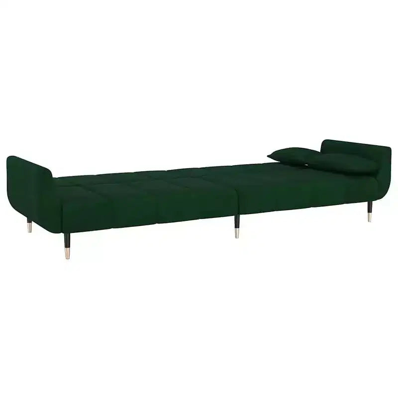 vidaXL Canapé-lit 2 places avec deux oreillers Velours vert foncé